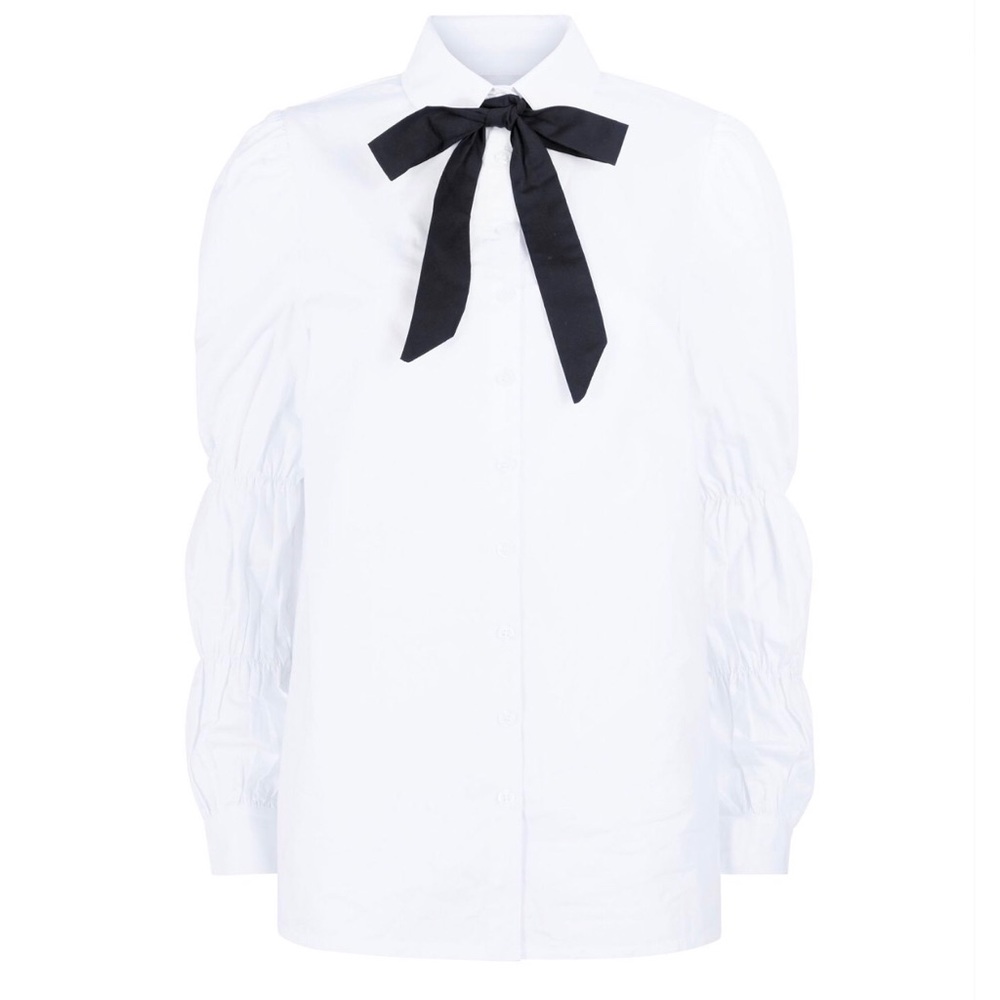 White Long Sleeve Pussy Bow Blouse